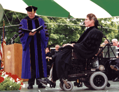 President Payne reads citation to Christopher Reeve